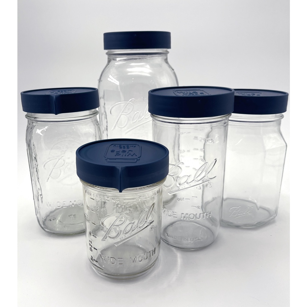 [Ball&reg;專屬配件WildJar] Plastic Mason Jar Lids Wide Mouth 寬口梅森罐專用鯊魚蓋-靛藍色 密封蓋含防漏圈, , large