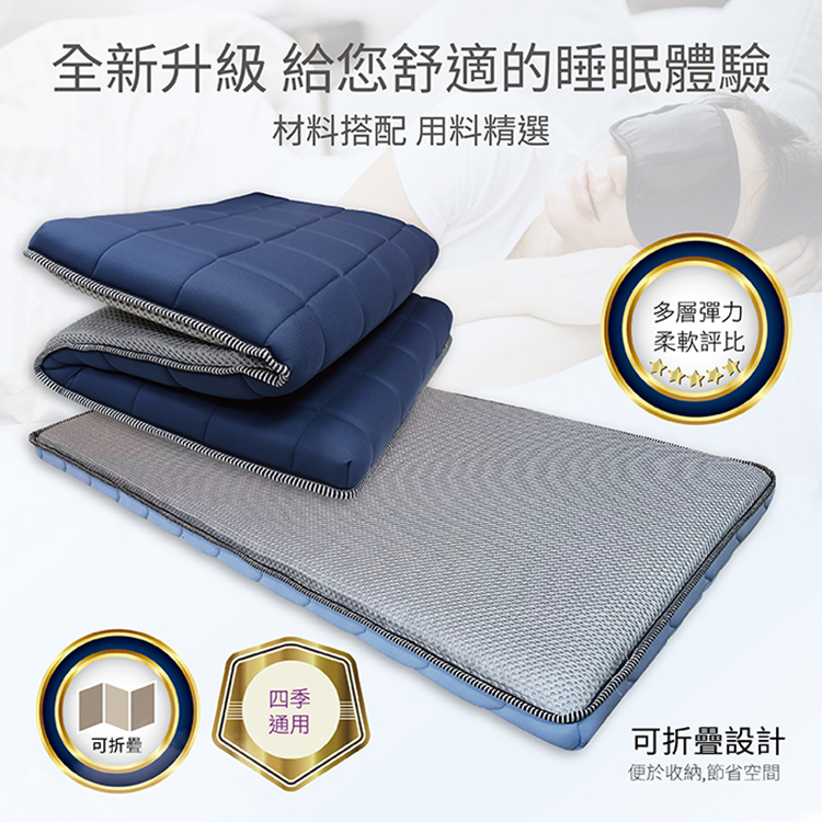 【多利寶寢具】FITNESS_單人加大可折式獨立筒記憶床墊(3.5*6.2)-(深藍), , large