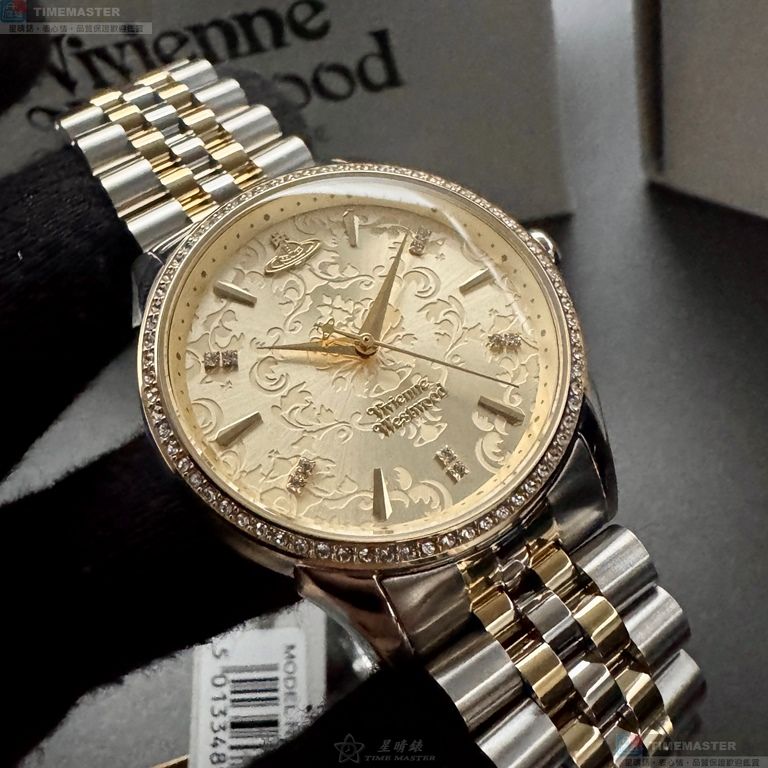 [星晴錶業]Vivienne Westwood手錶,38mm,VW30325銀白色錶面金色錶殼金銀相間精鋼錶帶款, , large