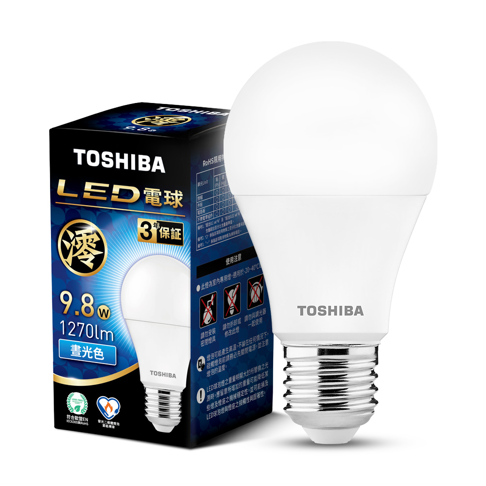 【TOSHIBA 東芝】4入組 澪系列 LED燈泡 9.8W 3年保固 高流明 節能標章(晝光色/燈泡色/自然色), , large