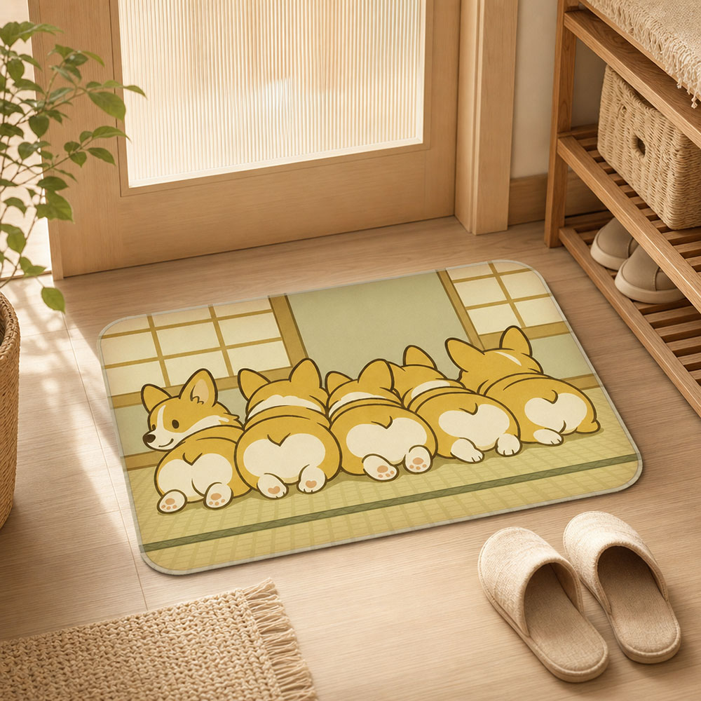 【怪獸】瑪思特 軟式珪藻土吸水地墊 萌犬系列 (60x40cm) - 屁屁柯基, , large
