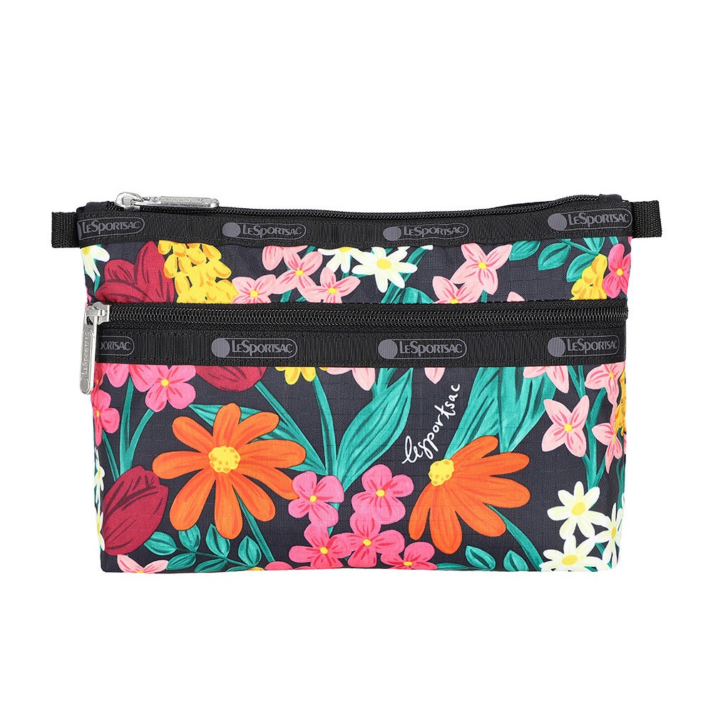 Lesportsac Cosmetic Clutch 雙層拉鍊化妝包/ 繽紛花園, , large