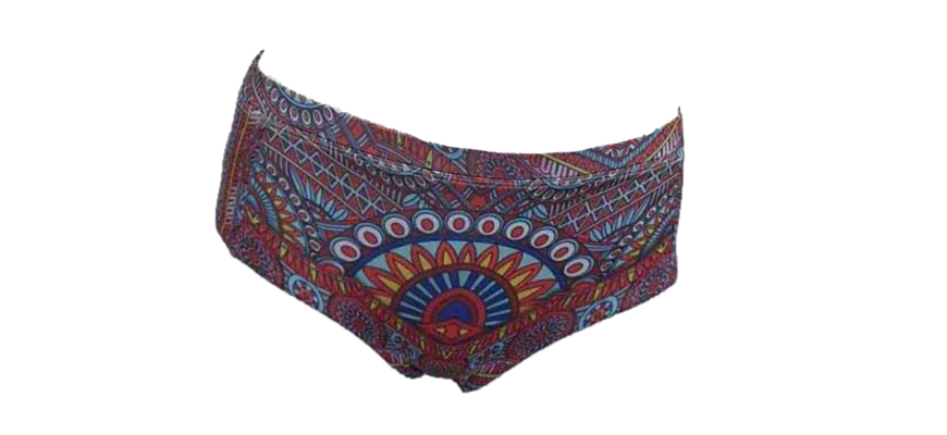 QXHEE.T.Made in Taiwan, mid-waist butt-beautiful swimming trunks (Geometric Dance/Flower Heat Wave/Smoke Blue), , large