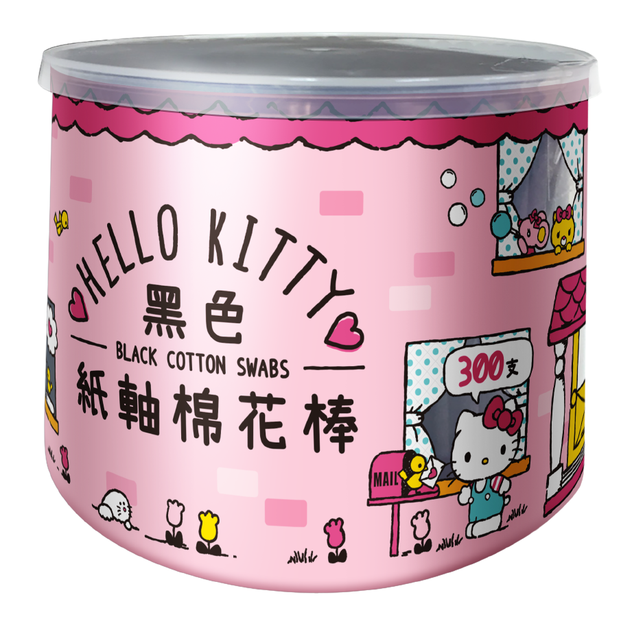 [寶富華]Hello Kitty黑色紙軸棉花棒300支, , large