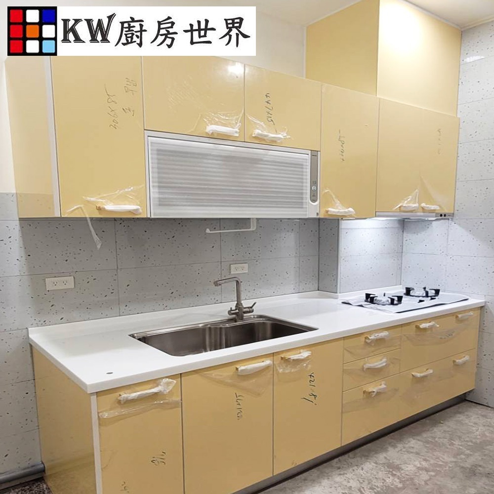 【KW廚房世界】系統廚具  客製化 246公分 廚櫃 工廠直營 一字型流理台  美耐門板 搭櫻花牌瓦斯爐 烘碗機, , large
