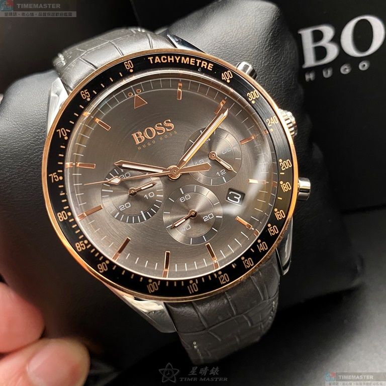 [星晴錶業]BOSS手錶,42mm,HB1513628古銅色錶面古銅色錶殼咖啡色真皮皮革錶帶款, , large