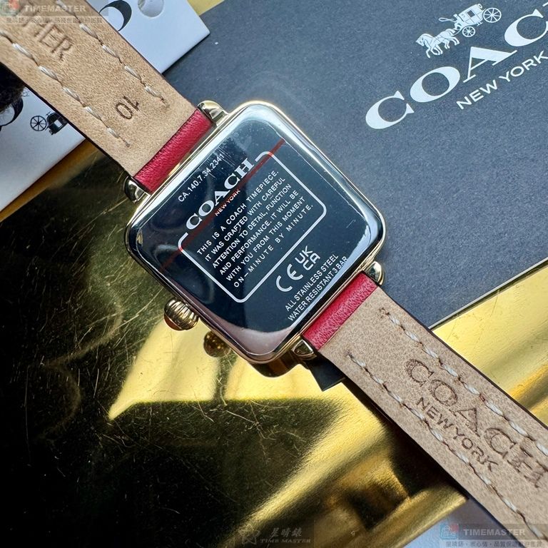 [星晴錶業]COACH手錶,34mm,CH00276紅色錶面金色錶殼紅色真皮皮革錶帶款, , large
