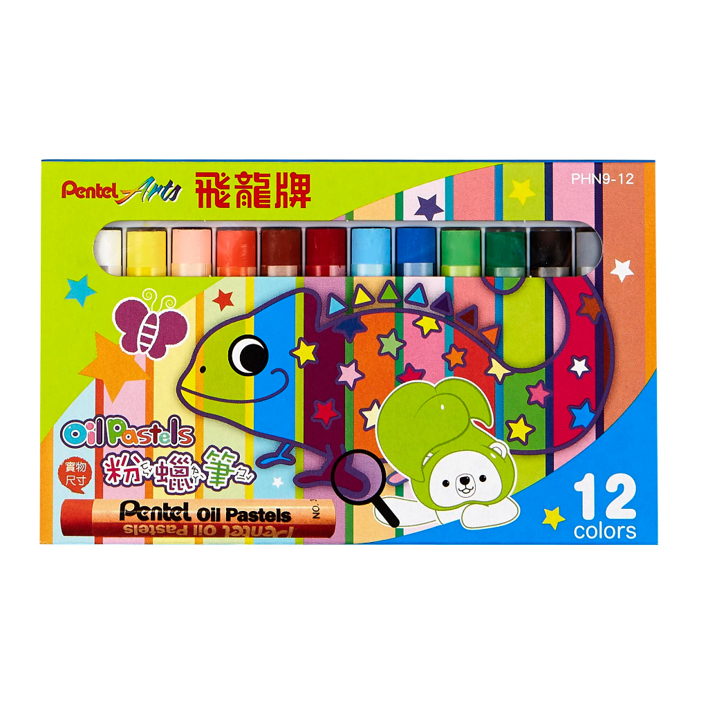 Pentel 飛龍文具 粉蠟筆 PHN912色 PHN9-12, , large
