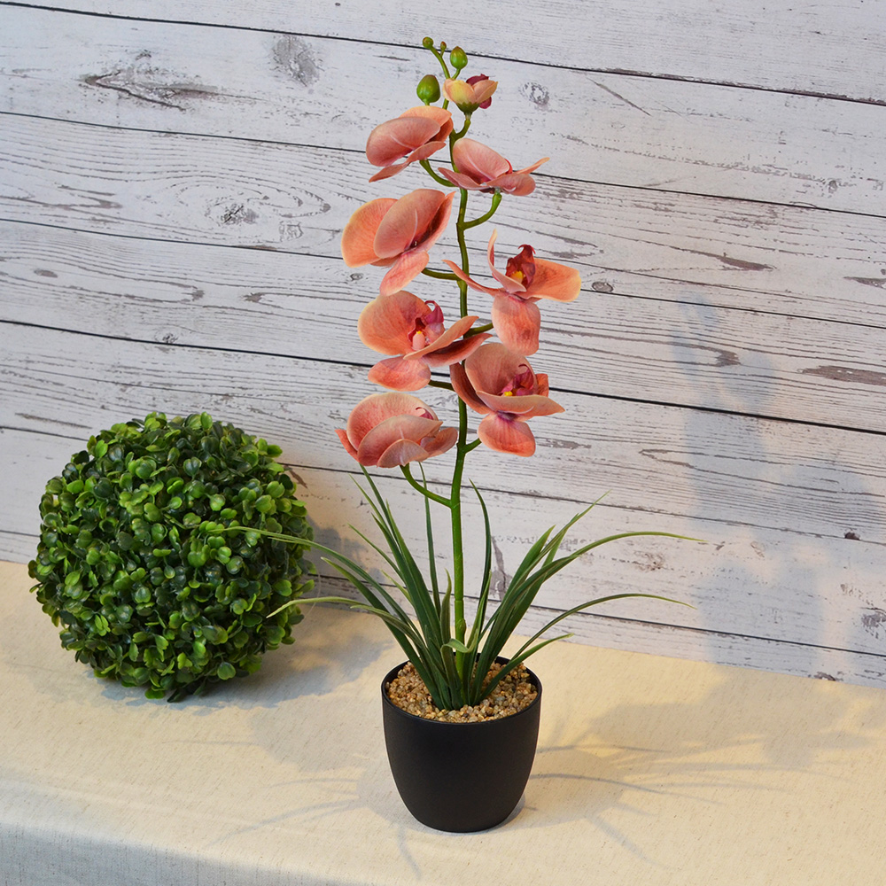 【YU Living】人造大蘭花盆 仿真蘭花盆栽 高37cm-桃色, , large