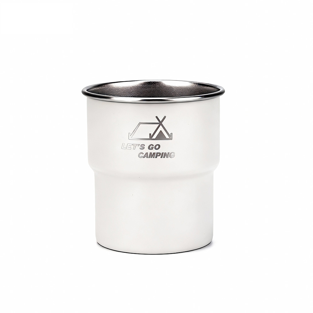 Lightweight stackable 304 stainless steel camping step cup, off-white, 1 piece (Outdoor step cup, camping stackable cup, lightweight drinking cup, camping portable cup), , large