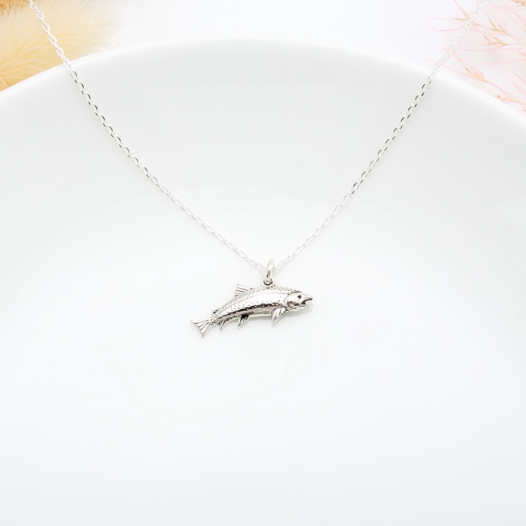 【Angel & Me】Cute Salmon s925 sterling silver necklace graduation gift, , large