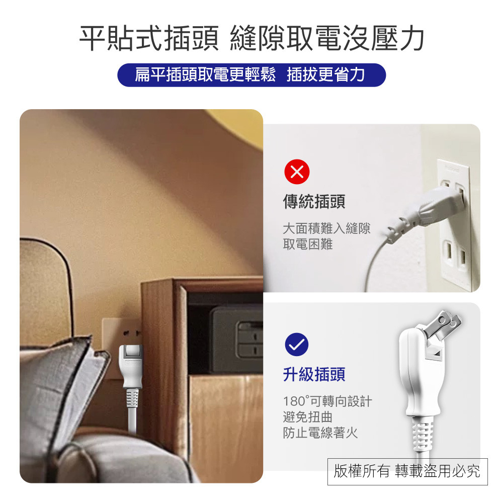 Practical Plate 1 Open 4 Plug 15 Feet 2P Extension Cord 4.5 Meters PNA214B-15 Fireproof PC Material Independent Switch Design Energy Saving and Safe, , large