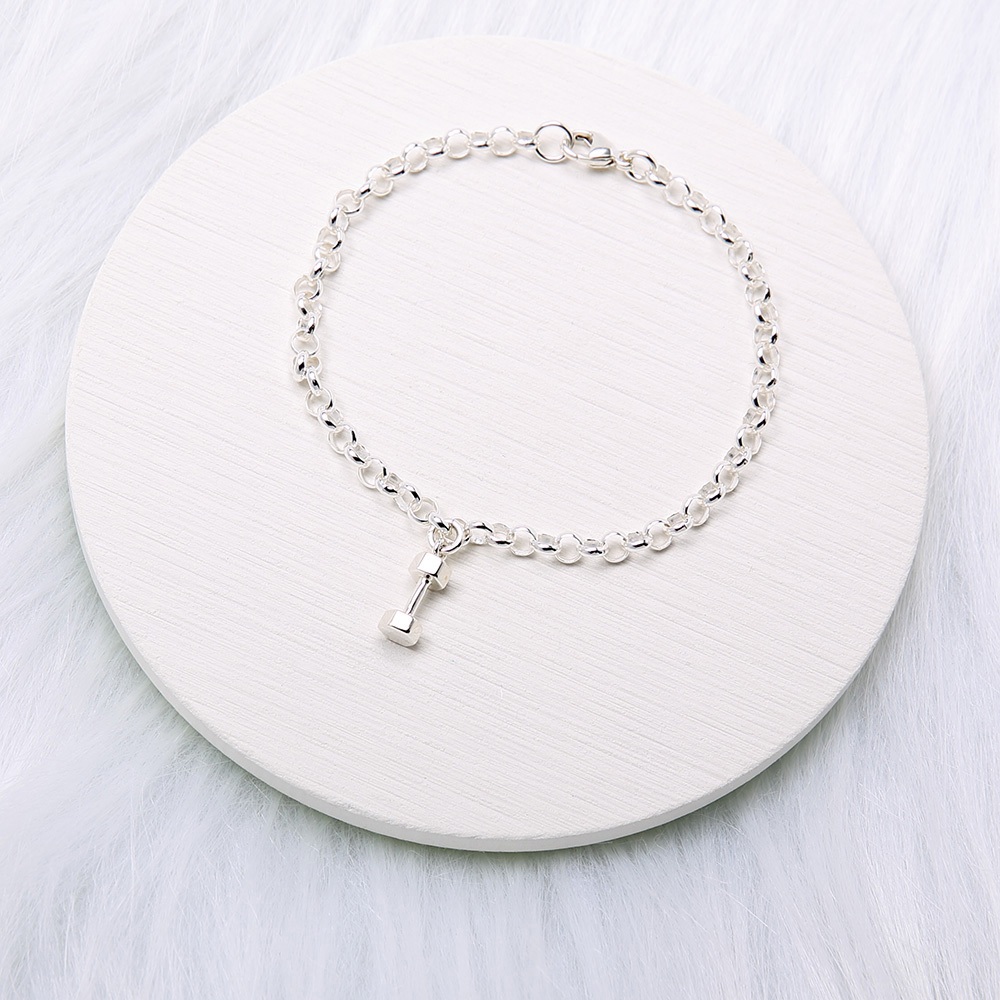 【Angel & Me】Dumbbell fitness s925 sterling silver bracelet Valentine Day gift, , large