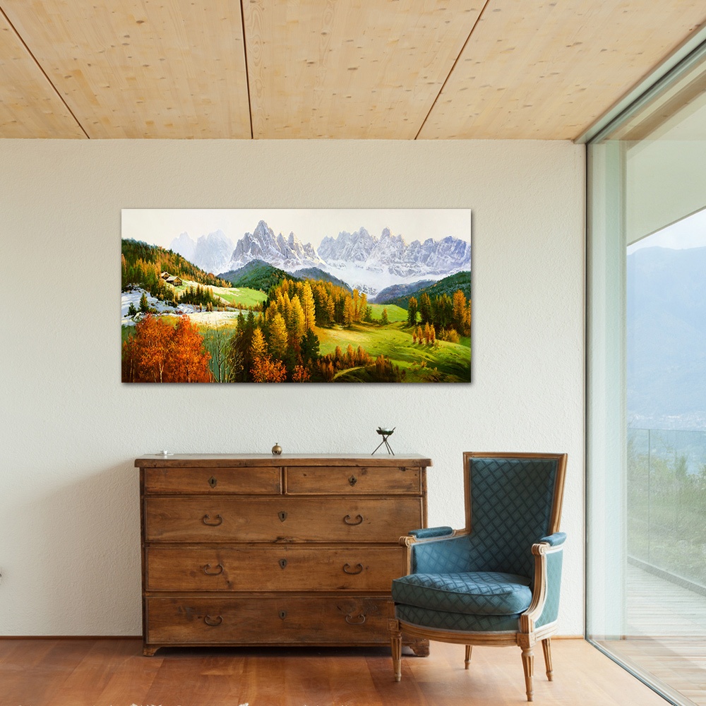 【御畫房】天山秋色 國家一級畫師手繪油畫60&times;120cm(VF-125), , large