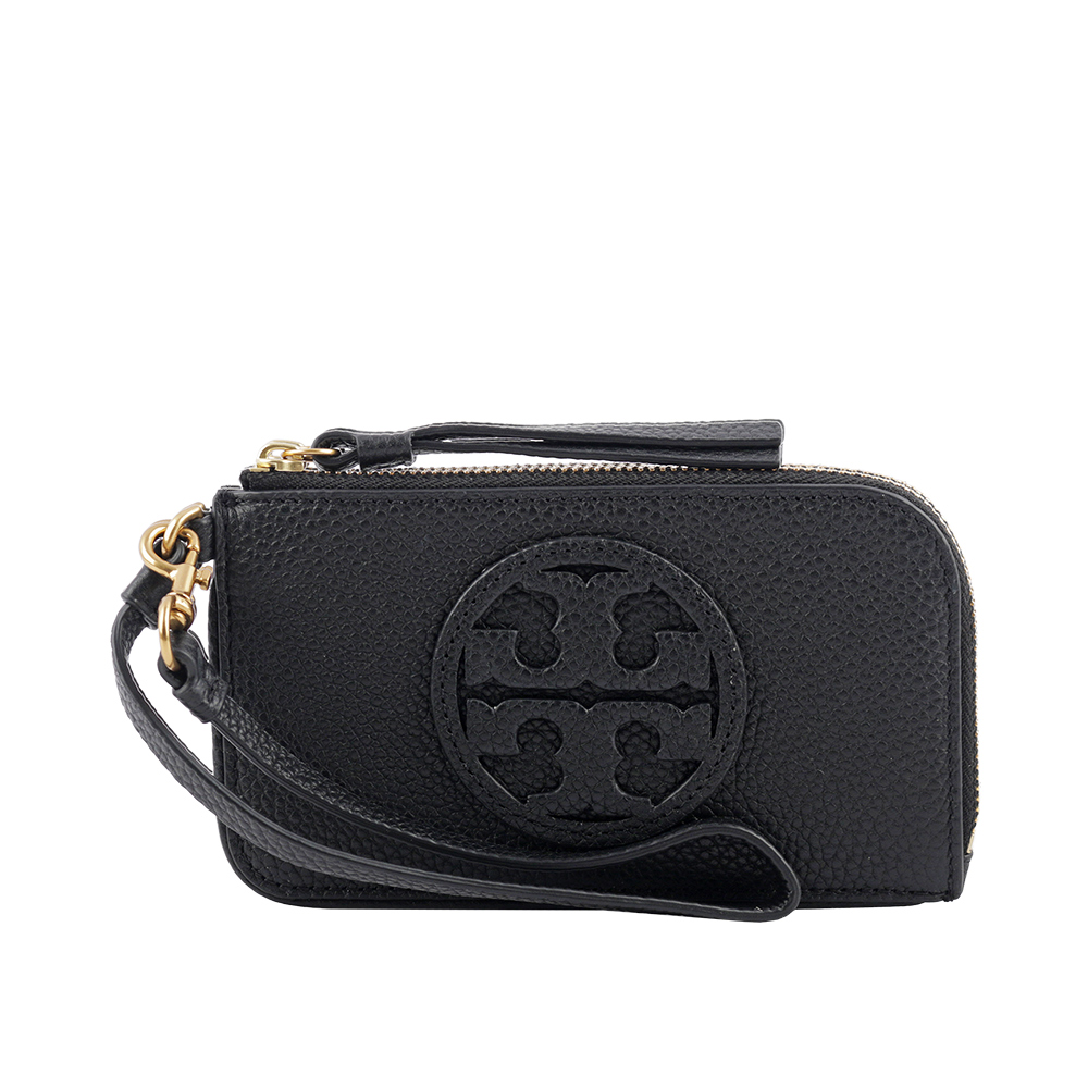 TORY BURCH Miller 附提把拉鍊卡片夾/零錢包/黑色, , large