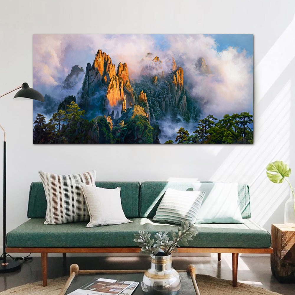 【御畫房】黃山雲海 國家一級畫師手繪油畫60&times;120cm(VF-144), , large