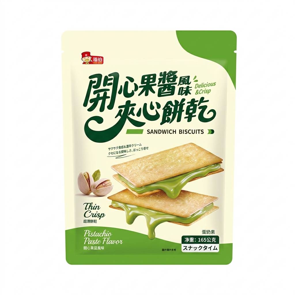 福伯 開心果醬風味夾心餅 1包(165G), , large