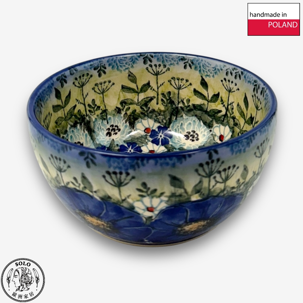 【SOLO歐洲家居】波蘭製 Cerraf 波蘭陶 13cm 飯碗 藍野芳蹤系列, , large