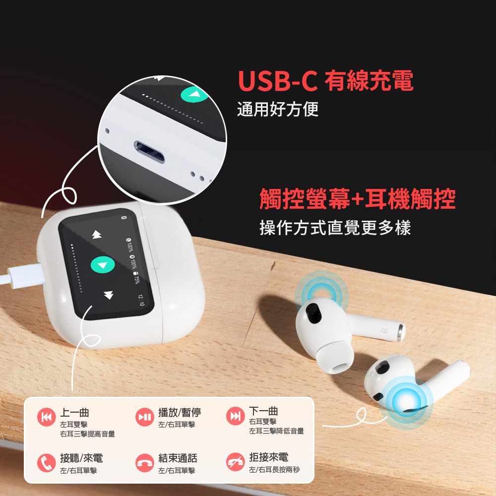人因 Ai智能翻譯彩色觸控ANC降噪無線藍牙耳機 BW82W   (AI助理終生免費使用), , large