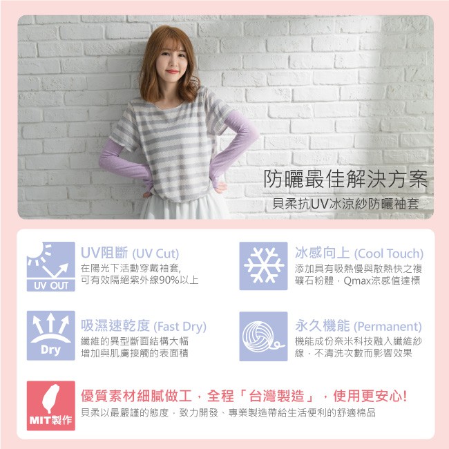 貝柔MIT台灣製冰涼紗防曬袖套-可愛點點, , large
