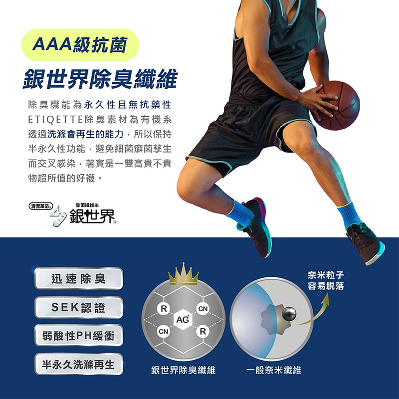 [FAV] 銀除臭運動襪(1雙) - MIT台灣製運動襪除臭襪球襪 型號:414, , large