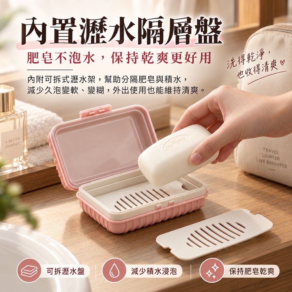 旅行皂盒 【3色可選】 行李箱肥皂盒 瀝水肥皂盒 隨身 密封防漏 不軟爛 加大尺寸 出國旅遊 露營必備 外宿族 學生宿舍, , large