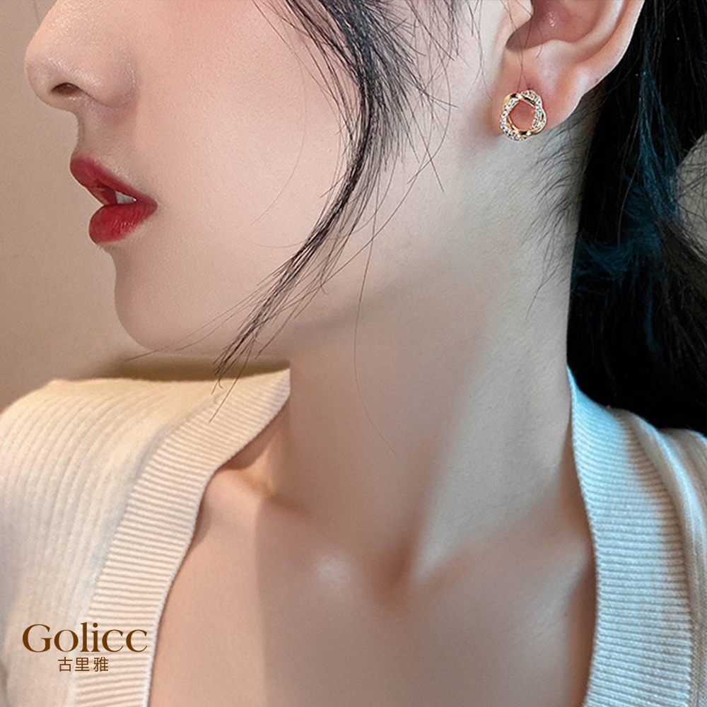 【Gulicc 】古莉可 耳環 法式復古鑲鑽耳環, , large