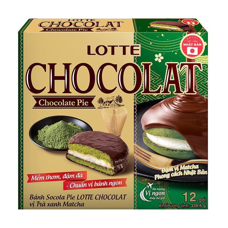 LOTTE 巧克力派-日式抹茶口味(12入), , large