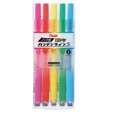 【 Pentel 飛龍 】按壓式自動螢光筆 5色/組 SXNS15-5, , large