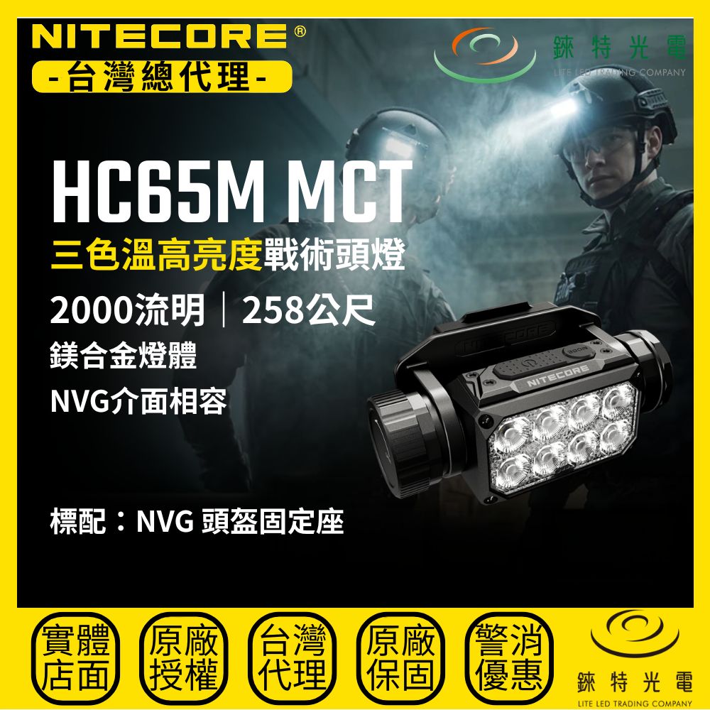 【錸特光電】NITECORE HC65M MCT 三色溫鎂合金戰術頭燈, , large