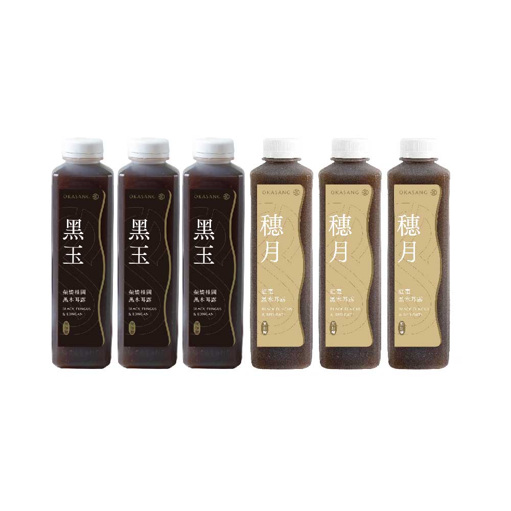 [日進生技]O卡桑無加糖黑木耳露組｜1000ml*6(柴燒桂圓黑木耳露(無加糖)*3、紅棗黑木耳露(無加糖)*3), , large
