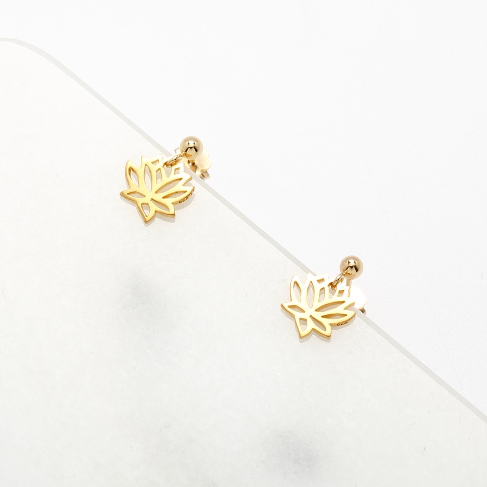 【Angel & Me】Love Lotus s925 sterling silver 24k gold plated earrings gift, , large