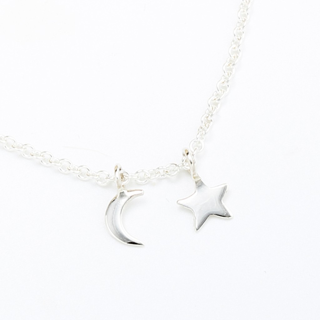 【Angel & Me】Moon and star s925 sterling silver necklace Valentine Day gift, , large