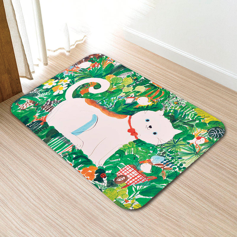 【怪獸】新銳設計師 10秒頂吸 軟式珪藻土吸水地墊  吳欣芷(60x40cm) -小貓花園, , large