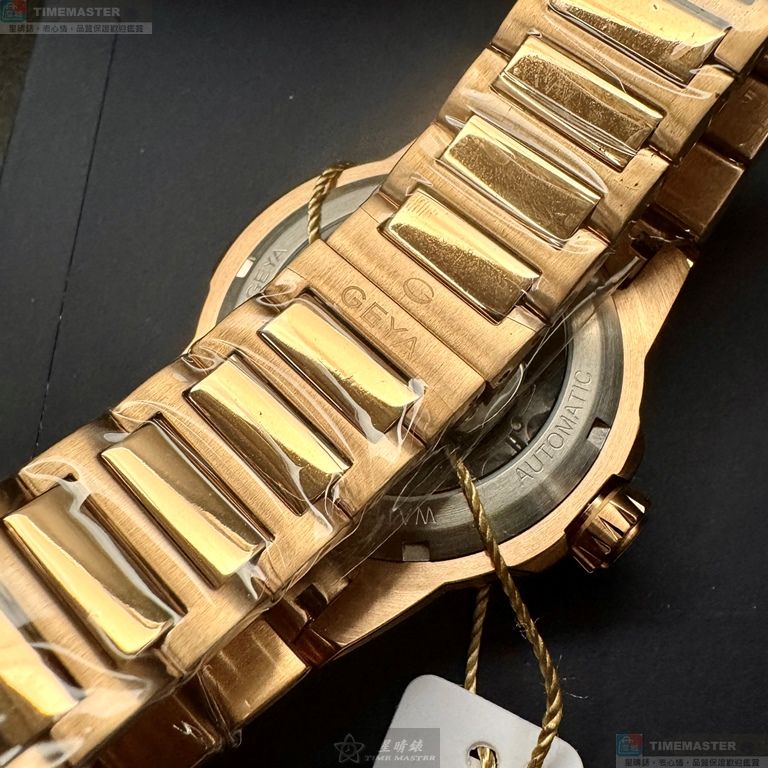 [星晴錶業]GEYA手錶,44mm,G78176GHK雙面機械鏤空錶面金色錶殼金色精鋼錶帶款, , large