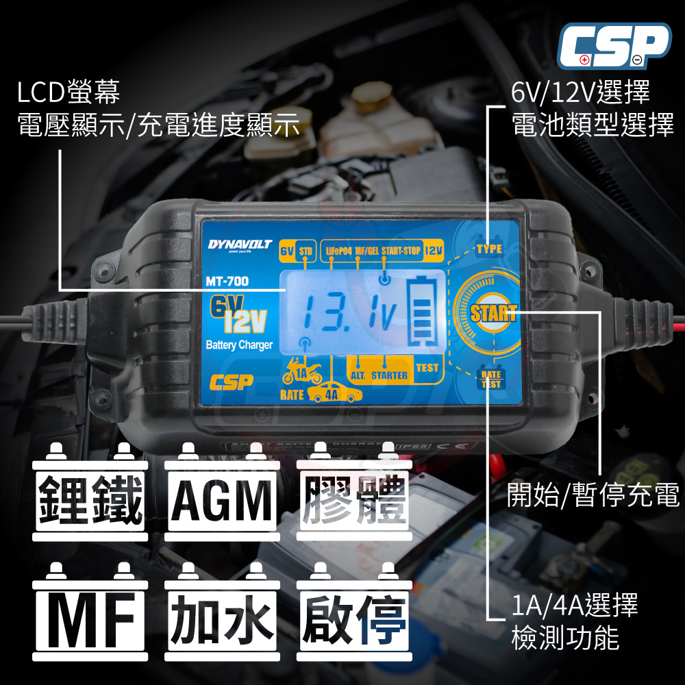 [CSP] MT700 Automotive and Motorcycle Charger Motorcycle Charging Car Charging Intelligent Microcomputer Automatic Battery Charger (Charging, Testing, Maintenance, Full Voltage) (6V/12V), , large