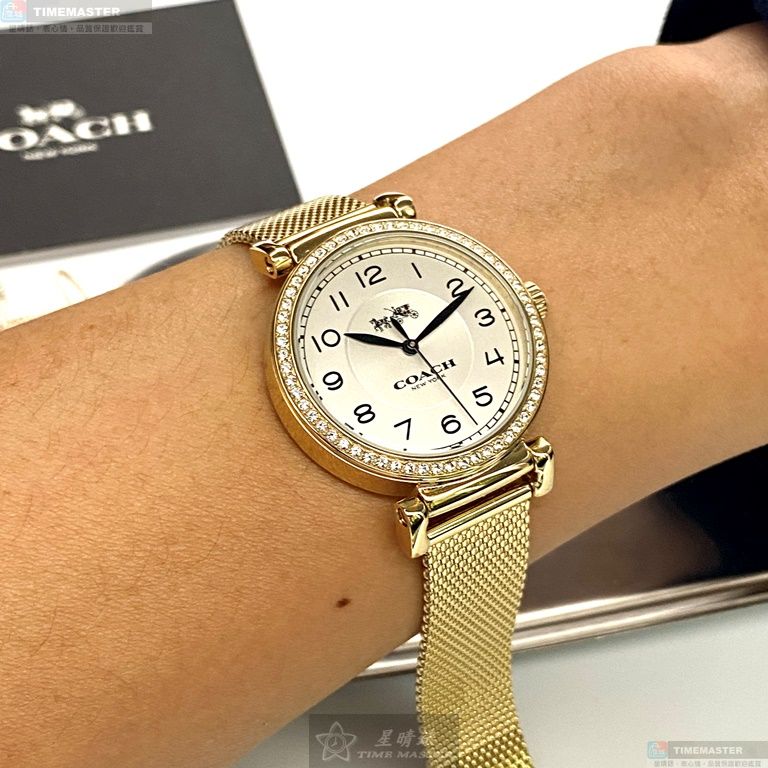 [星晴錶業]COACH手錶,32mm,CH00061白色錶面金色錶殼金色米蘭錶帶款, , large