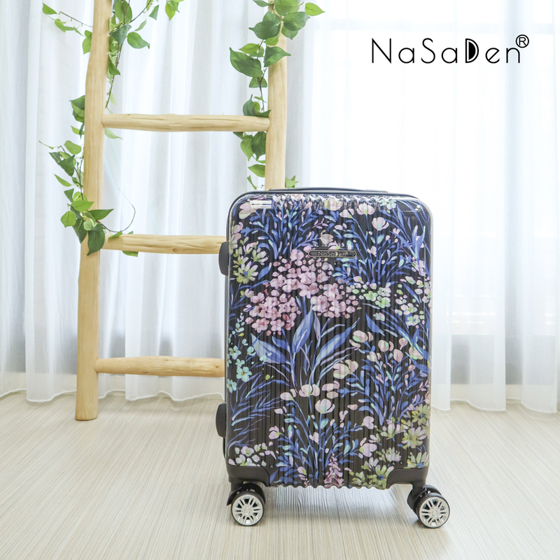 NaSaDen [Black Flower]26" Checked Zipper Luggage, , large