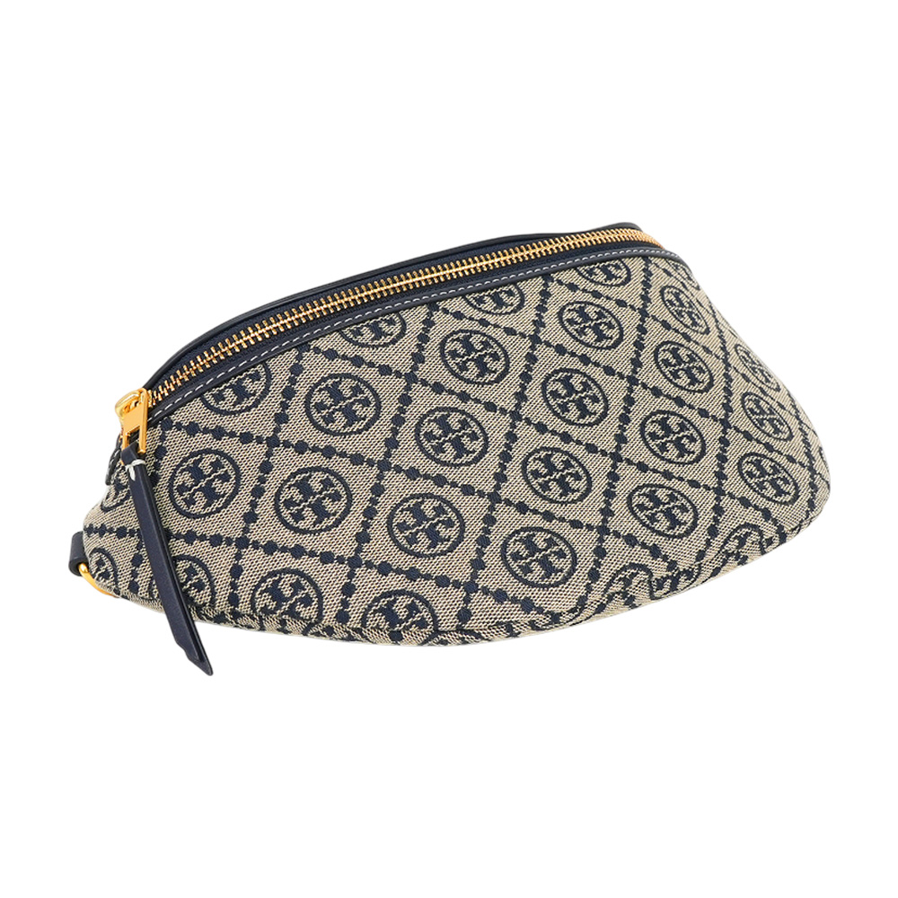 TORY BURCH T Monogram 標誌緹花拉鍊腰包(海軍藍), , large