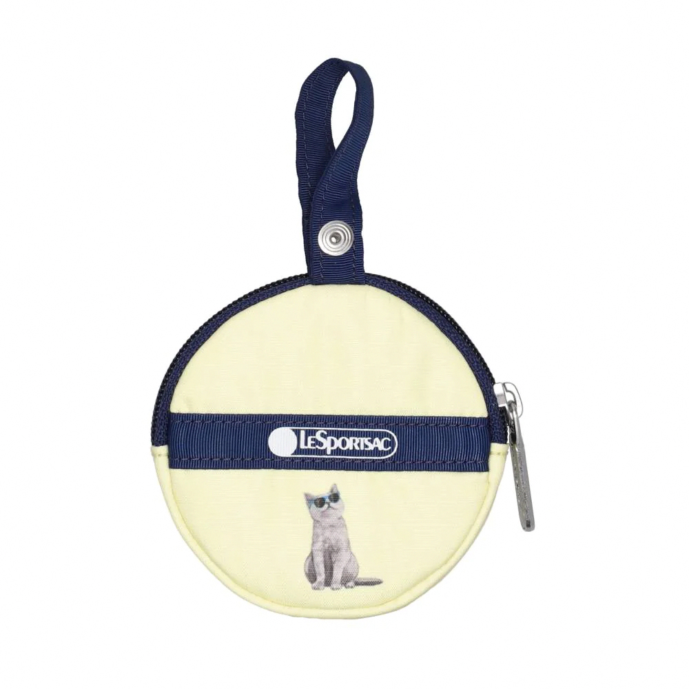 Lesportsac Mini Round Charm 小吊掛飾零錢包 收納袋 零錢袋 耳機收納 送禮 禮物(熱帶島嶼貓咪)L261-1182N-HF96, , large
