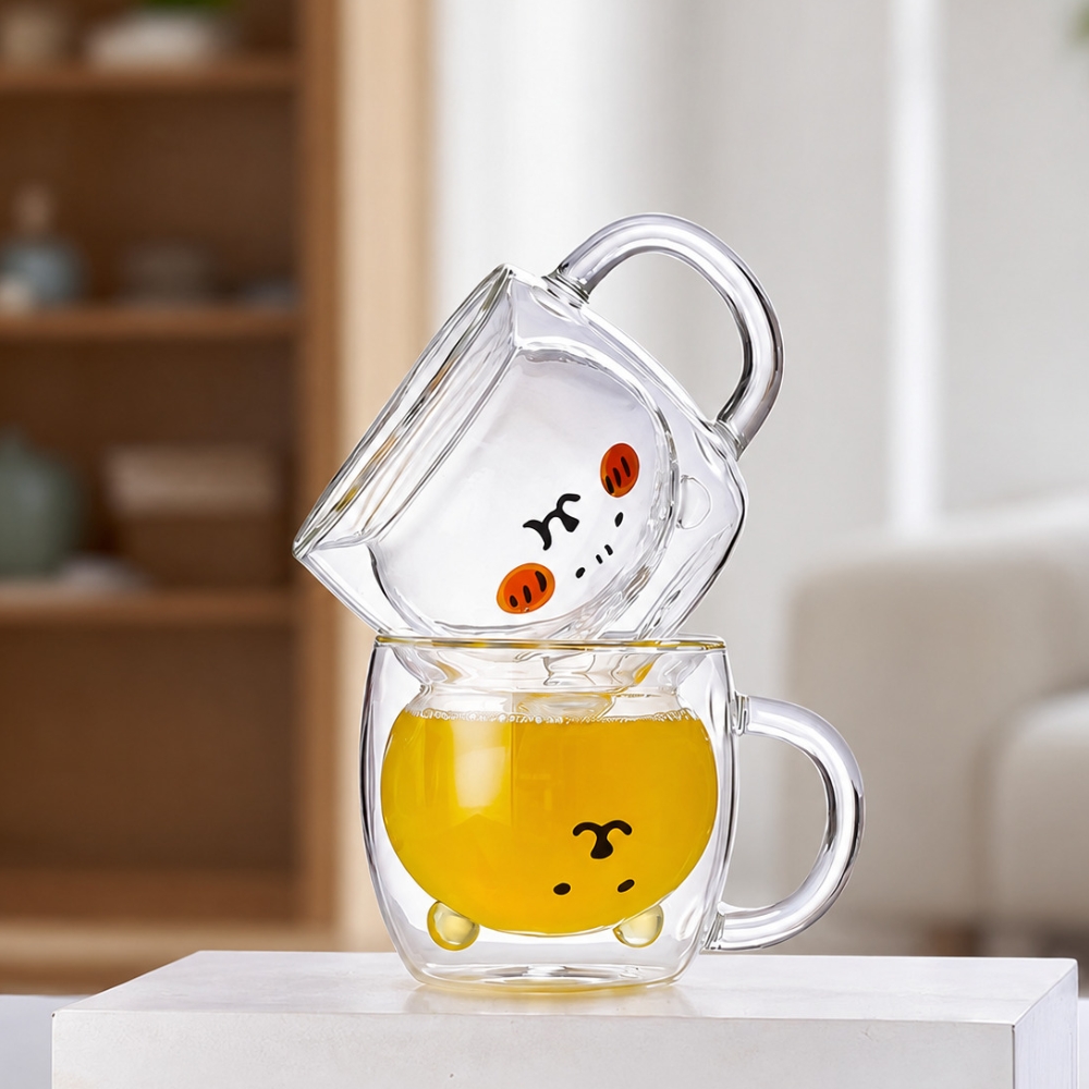 【GlassKing】GK-098 雙層小熊杯 防燙杯 隔熱杯 咖啡杯 牛奶杯 果汁杯 玻璃杯 交換禮物, , large