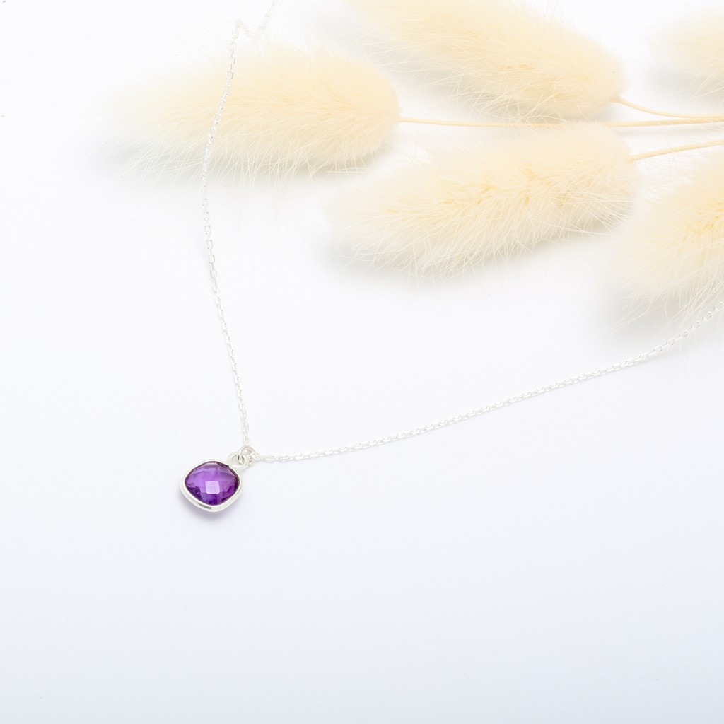 【Angel & Me】Amethyst square s925 sterling silver necklace Valentine Day gift, , large