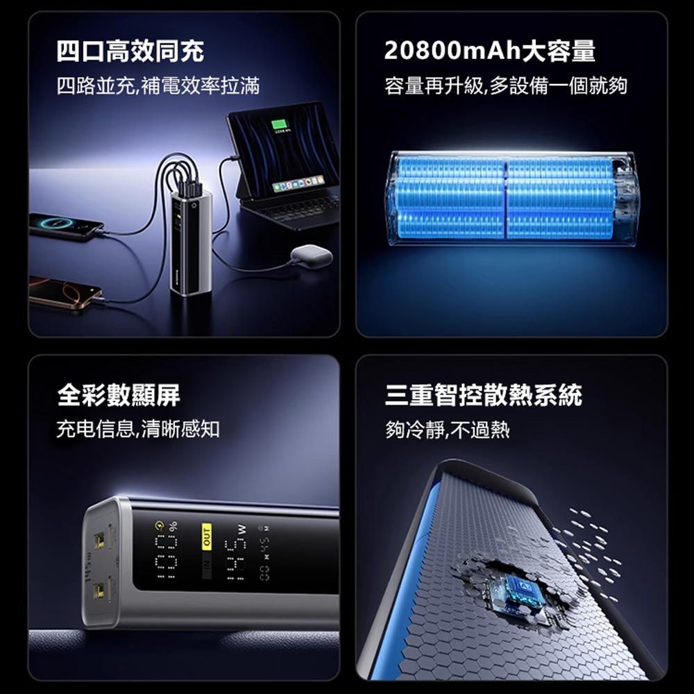 Baseus EnerGeek GP12 Digital Display fast charging power bank 0800mAh 77Wh 145W PPAP20E5, , large
