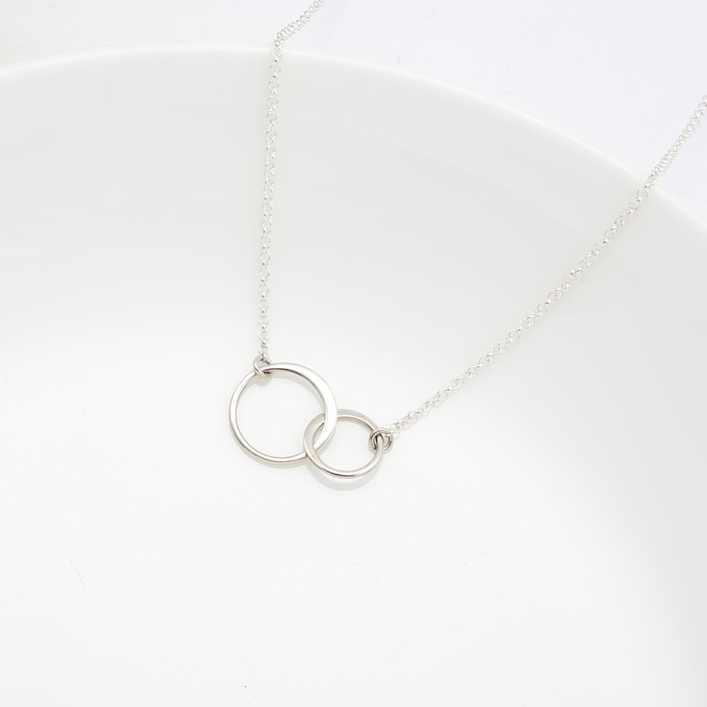 【Angel & Me】Hand in hand double circles s925 sterling silver necklace gift, , large