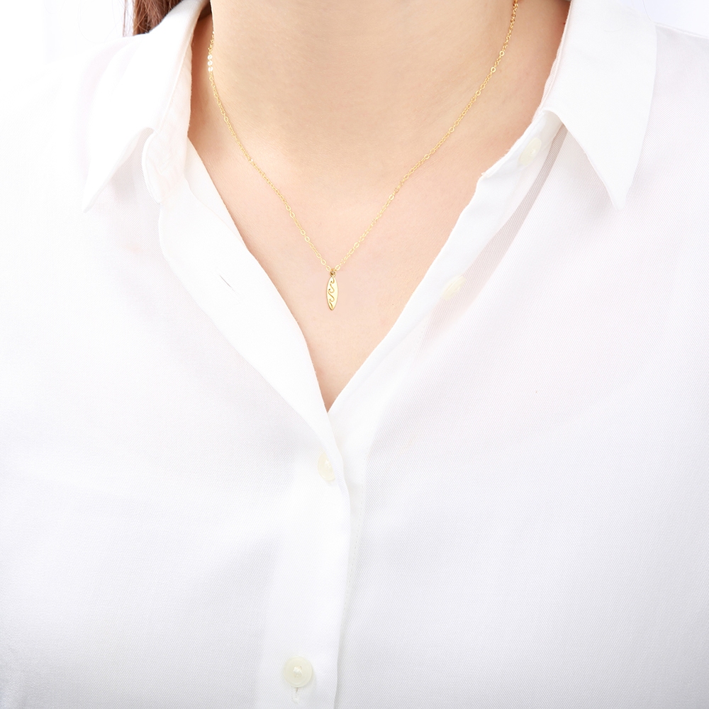 【Angel & Me】Surfboard s925 sterling silver 24k gold plated necklace gift, , large