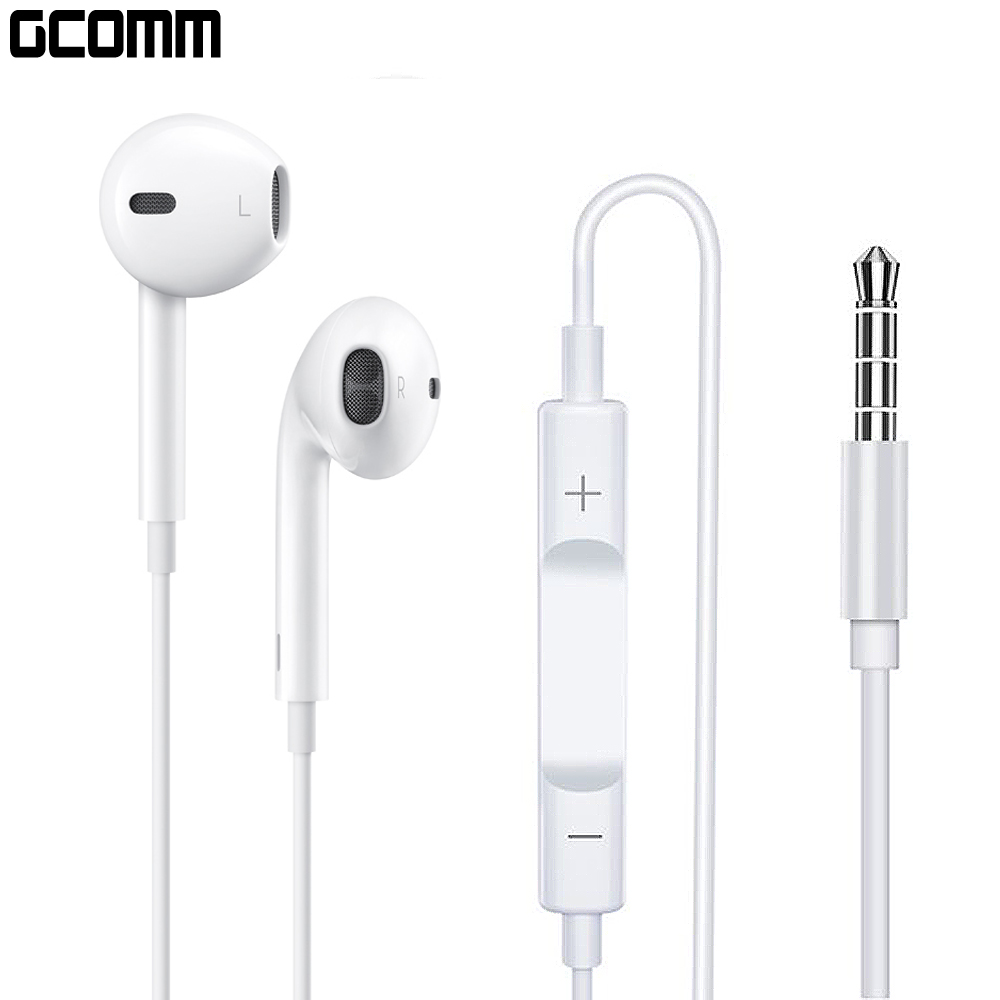 GCOMM iPhone Android High Quality Earphone (built-in Microphone) White Black, , large