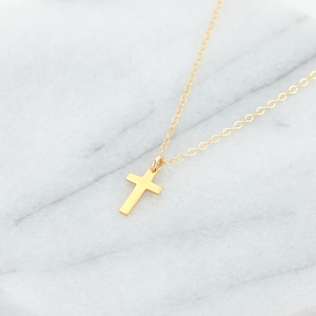 【Angel & Me】Blessed Cross s925 sterling silver 24k gold plated Birthday gift, , large