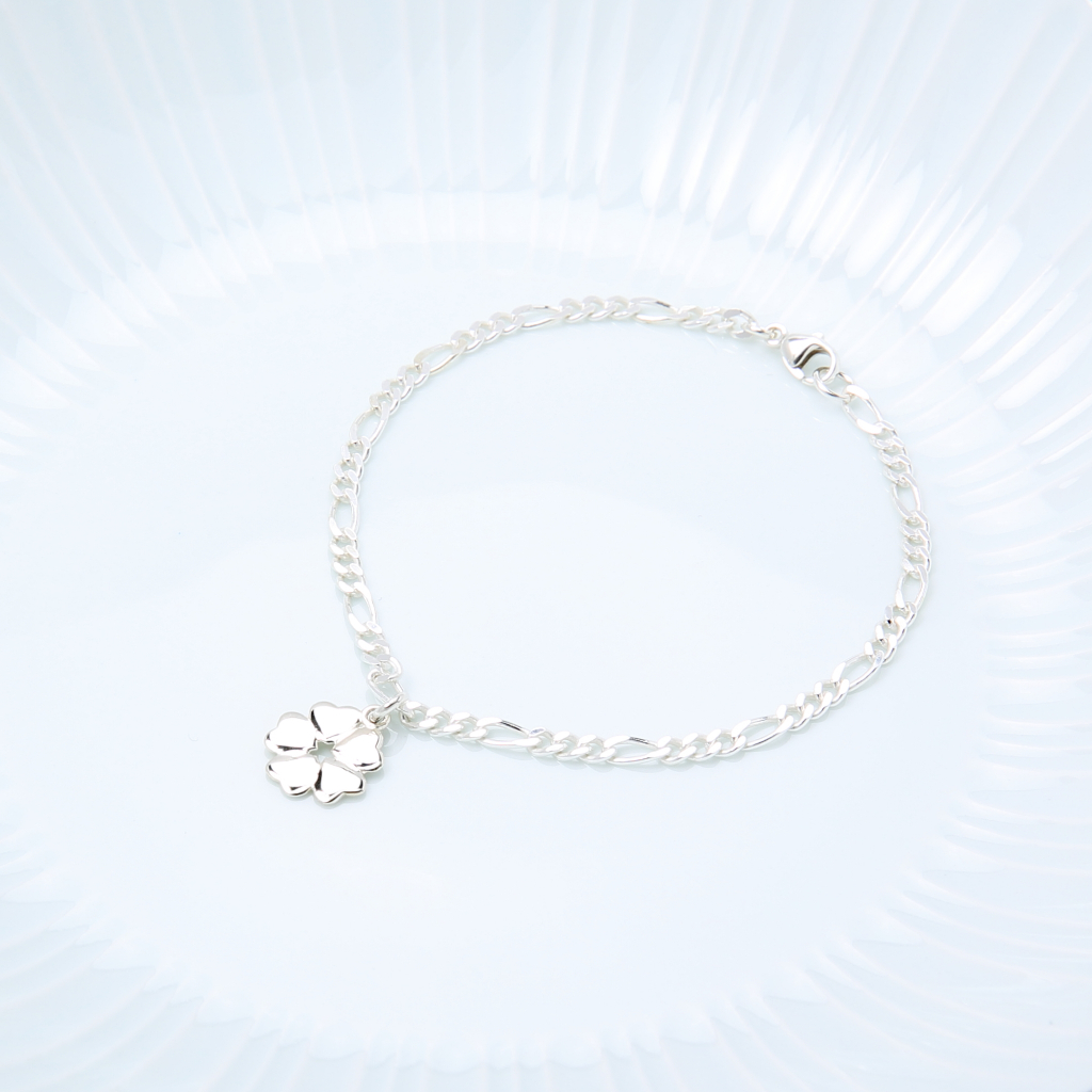 【Angel & Me】Love Clover Flower s925 sterling silver bracelet Anklet gift, , large