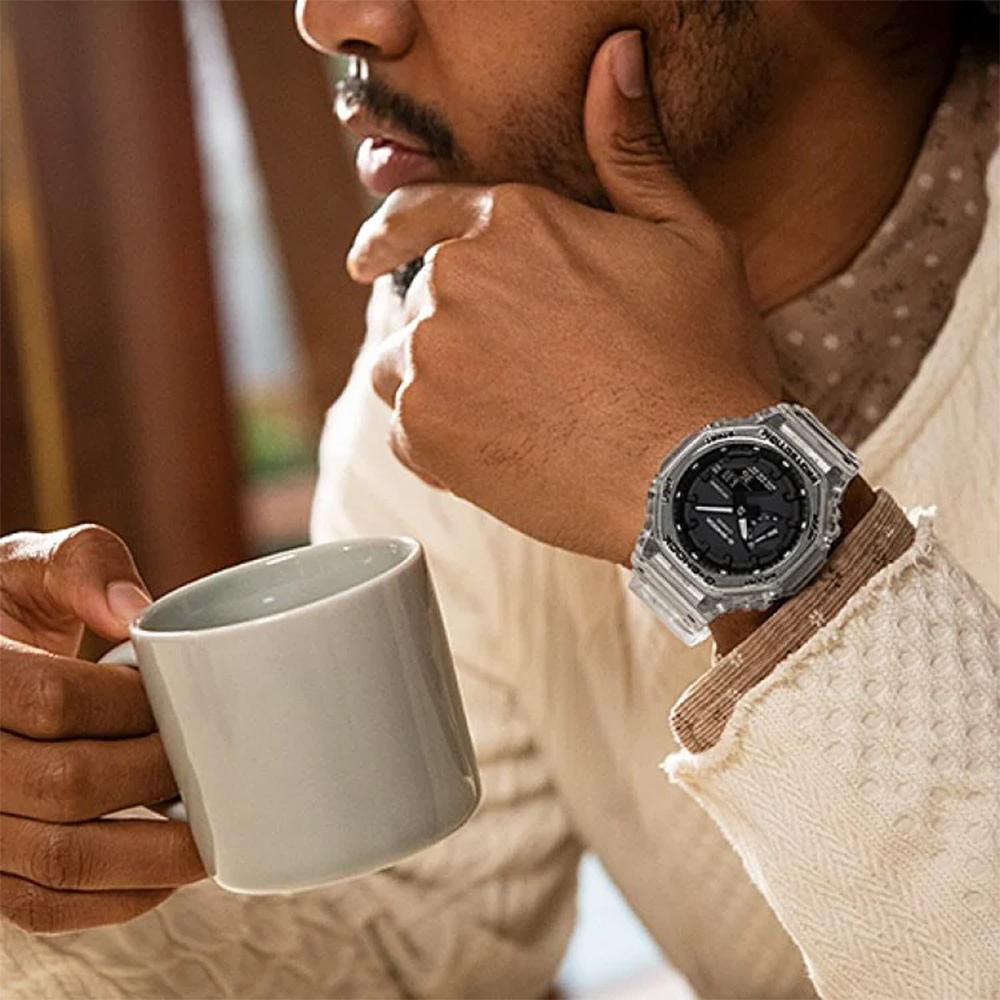 CASIO 卡西歐 G-SHOCK 透明特別版 八角 電子錶 GA-2100SKE-7A, , large