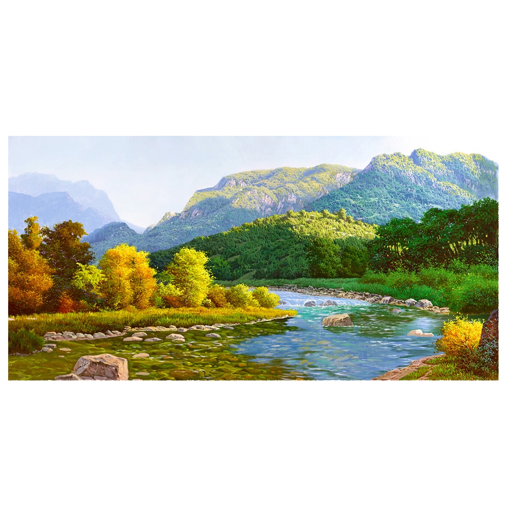 【御畫房】春水溪流 國家一級畫師手繪油畫60&times;120cm(VF-113), , large